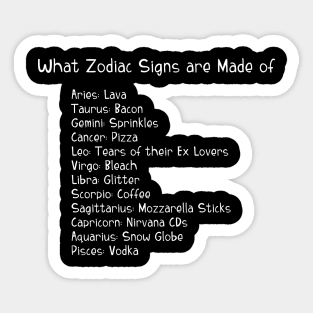 A Zodiac Sign Test: What Zodiac Signs are Made Of Sticker